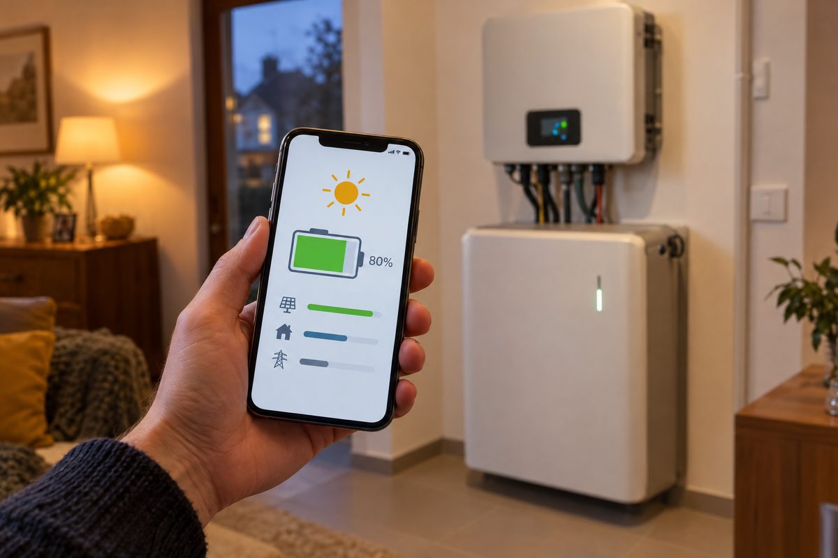Batterie domestique intelligente pilotée depuis une application le soir